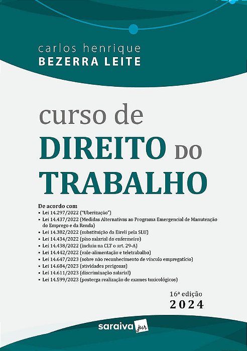 Curso De Direito Do Trabalho - 16ª Edição 2024