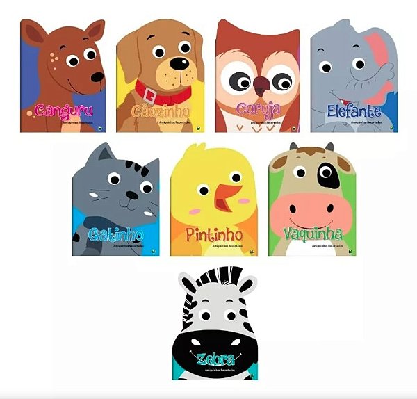 Kit Amiguinhos Recortados 8 Livros Em Caixa Alta