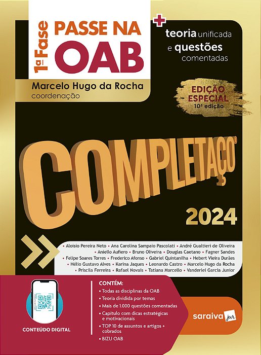 Passe Na Oab 1ª Fase - Completaço - Teoria Unificada E Questões Comentadas - 10ª Edição 2024