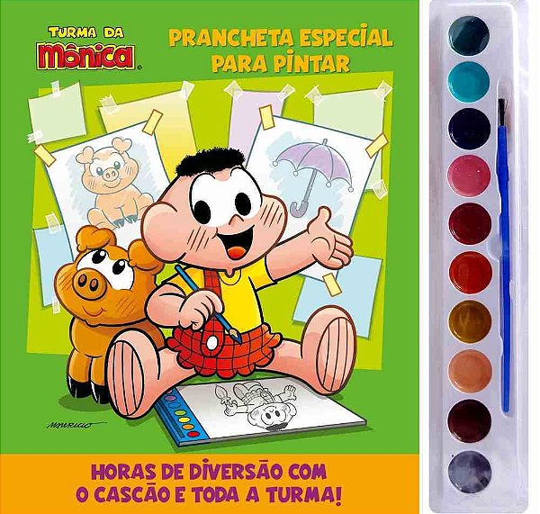 Turma Da Mônica Prancheta Especial Para Pintar Com Aquarela Cascão