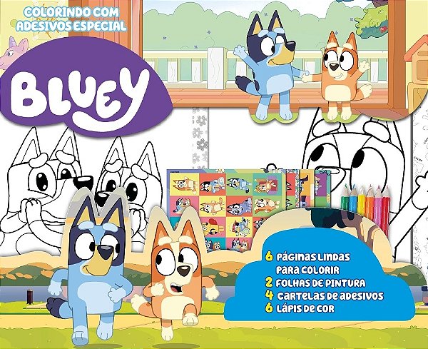 Bluey Colorindo Com Adesivos Especial