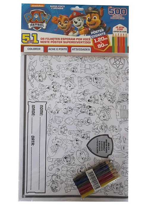 Patrulha Canina - Super Pinte E Brinque Pôster Gigante Os Filhotes Esperam Por Você Neste Pôster Superdivertido!