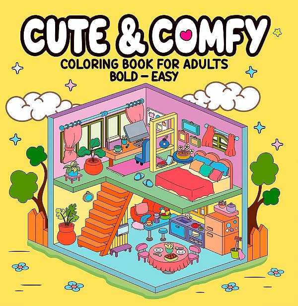 Cute E Comfy Coloring Book For Adults - Bold Easy - Livro De Colorir Adulto