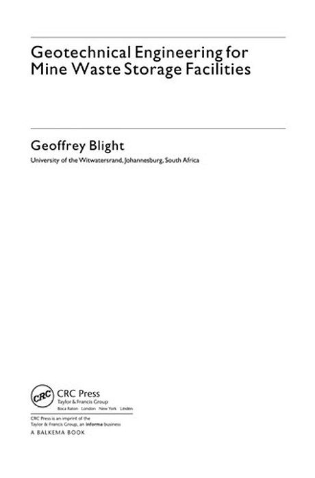 Geotechnical Engineering For Mine Waste Storage Facilities-..