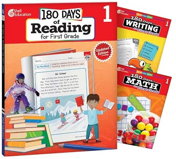 180 Days(tm) Reading, Writing And Math For Grade 1: 3-Book Set: Practice, Assess, Diagnose-..