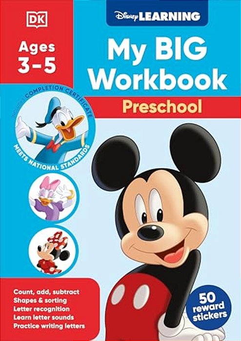 Disney Learning Big Workbook Preschool: Math & English Workbook For Kids Aged 3-5, Curriculum-Based-..