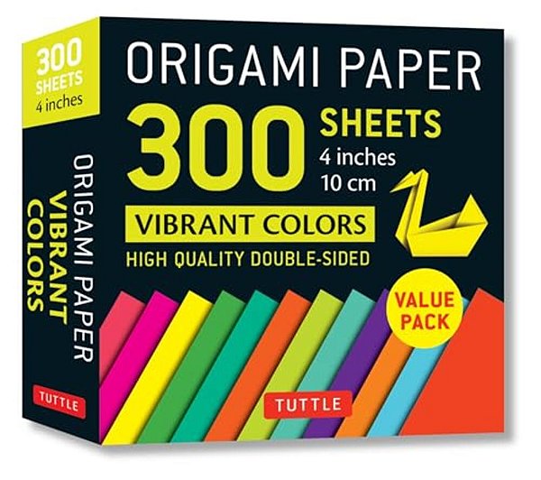 Origami Paper 300 Sheets Vibrant Colors 4 (10 Cm): Tuttle Origami Paper: Double-Sided Origami Sheets Printed With 12 Different Designs-..