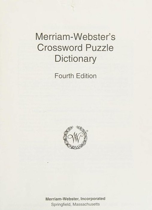 Merriam-Webster's Crossword Puzzle Dictionary: Fourth Edition, Enlarged Print Edition-..