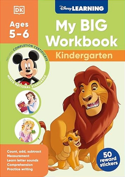 Disney Learning Big Workbook Kindergarten: Math & English Workbook For Kids Aged 5-6, Curriculum-Based-..