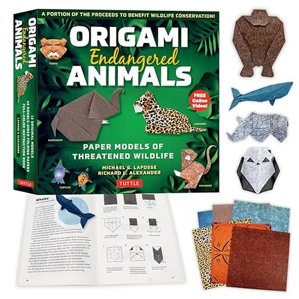 Origami Endangered Animals Kit: Paper Models Of Threatened Wildlife [Includes Instruction Book With Conservation Notes, 48 Sheets Of Origami Paper, Fr-..