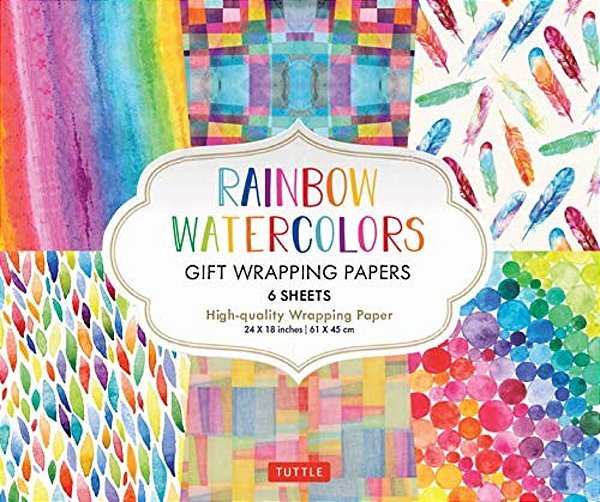Rainbow Watercolors Gift Wrapping Papers - 6 Sheets: 24 X 18 Inch Wrapping Paper-..