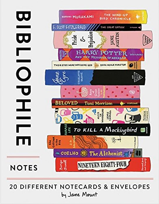Bibliophile Notes: 20 Different Notecards & Envelopes (Notecards For Book Lovers, Illustrated Notecards, Stationery) [With Envelope]-..