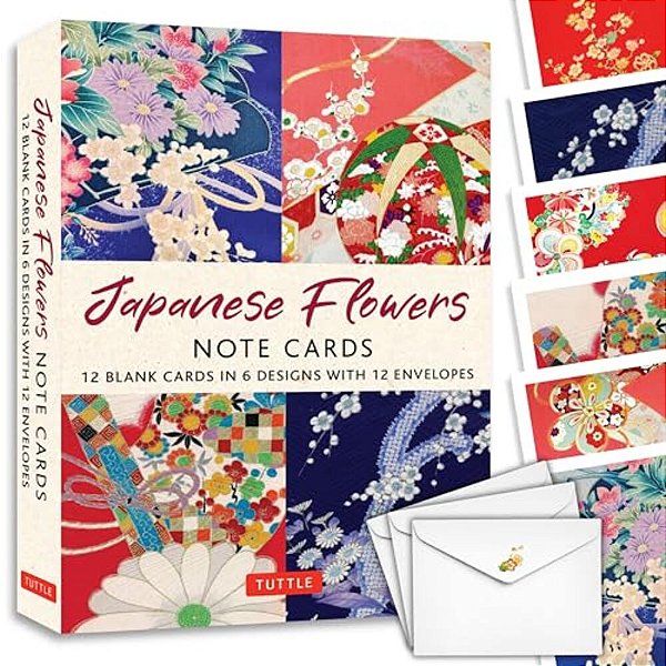 Japanese Flowers, 12 Note Cards: 12 Blank Cards In 6 Lovely Designs (2 Each) With 12 Patterned Envelopes-..