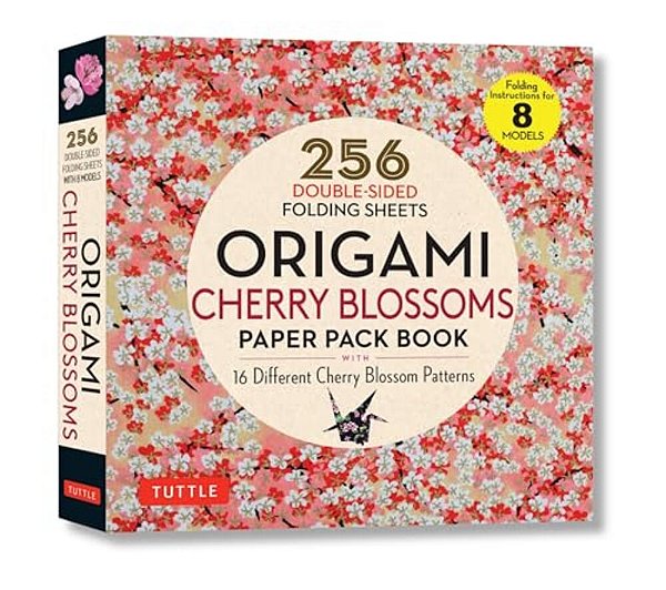 Origami Cherry Blossoms Paper Pack Book: 256 Double-Sided Folding Sheets With 16 Different Cherry Blossom Patterns With Solid Colors On The Back (Incl-..