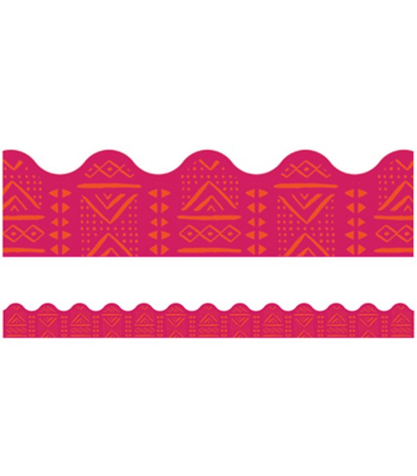 One World Pink Batik Scalloped Bulletin Board Borders-..