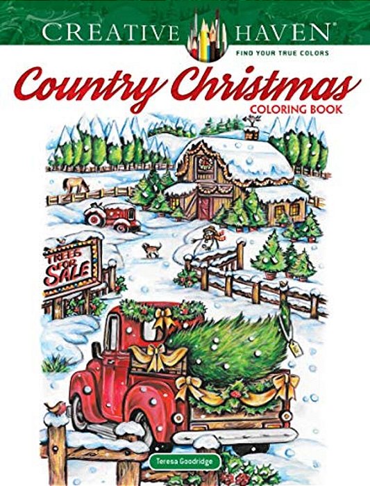 Creative Haven Country Christmas Coloring Book-..