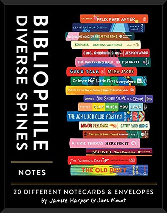 Bibliophile Diverse Spines Notes: 20 Different Notecards & Envelopes-..