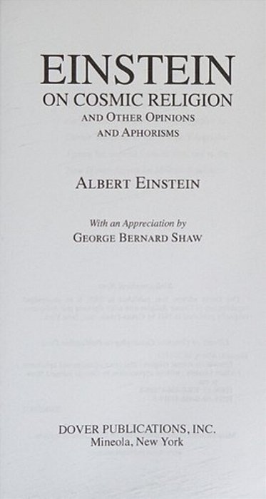 Einstein On Cosmic Religion And Other Opinions And Aphorisms-..