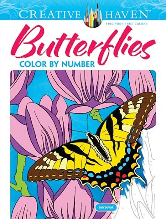 Creative Haven Butterflies Color By Number Coloring Book-..