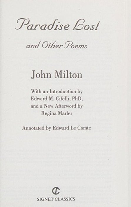 Paradise Lost And Other Poems-..