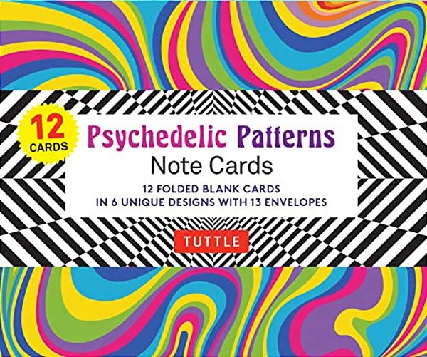 Psychedelic Patterns Note Cards - 12 Cards: In 6 Designs With 13 Envelopes (Card Sized 4 1/2 X 3 3/4)-..