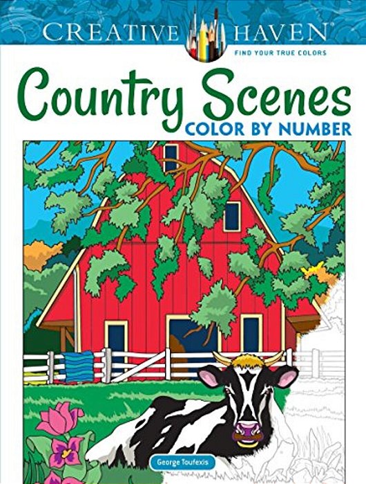 Creative Haven Country Scenes Color By Number Coloring Book-..