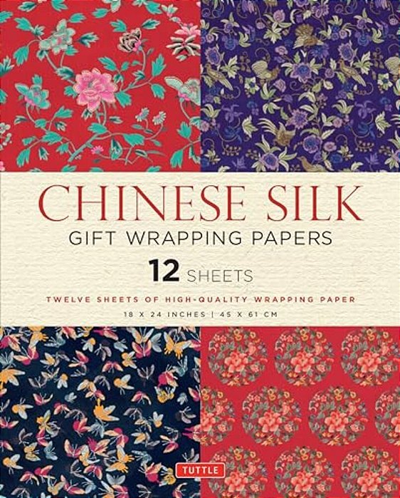 Chinese Silk Gift Wrapping Papers - 12 Sheets: 18 X 24 Inch (45 X 61 Cm) Wrapping Paper-..