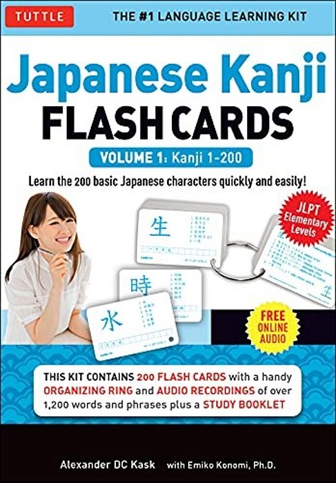 Japanese Kanji Flash Cards Kit Volume 1: Kanji 1-200: Jlpt Beginning Level: Learn 200 Japanese Characters Including Native Speaker Audio, Sample Sente-..