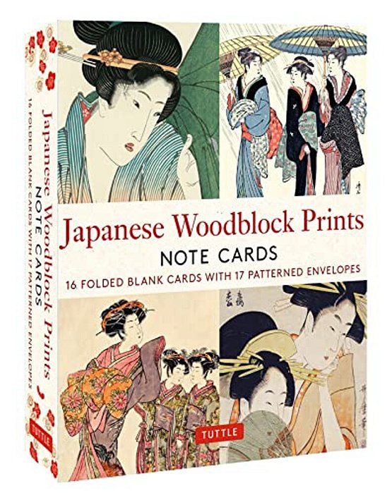 Japanese Woodblock Prints, 16 Note Cards: 16 Different Blank Cards With 17 Patterned Envelopes In A Keepsake Box!-..