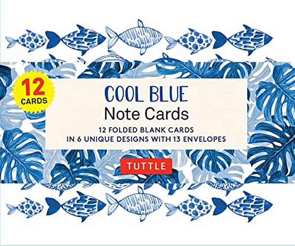 Cool Blue Note Cards - 12 Cards: In 6 Designs With 13 Envelopes (Card Sized 4 1/2 X 3 3/4 Inch)-..