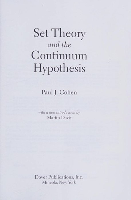 Set Theory And The Continuum Hypothesis-..