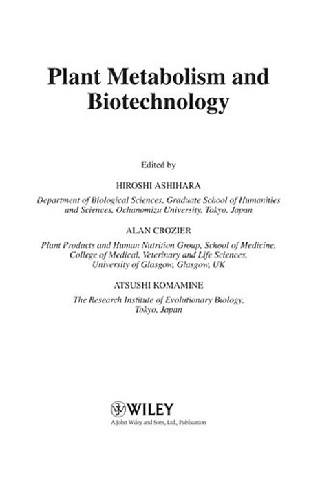 Plant Metabolism And Biotechnology-..