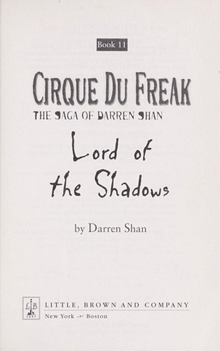 Lord Of The Shadows - Cirque Du Freak 11-..