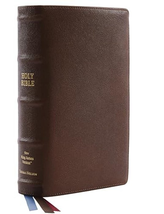 Nkjv, Single-Column Reference Bible, Premium Goatskin Leather, Brown, Premier Collection, Comfort Print-..