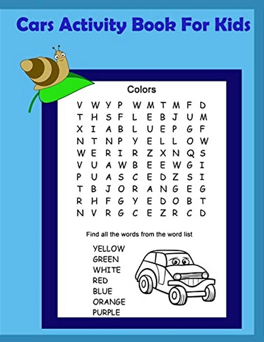 Cars Activity Book For Kids: Activity Book For Kids In Cars Theme. Fun With Coloring Pages, Count The Number, Match The Picture, Drawing Using Grid-..