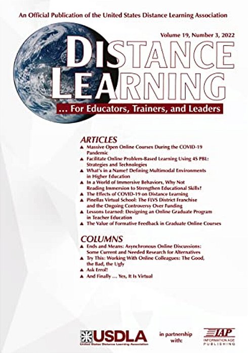 Distance Learning Vol 19 Issue 3-..