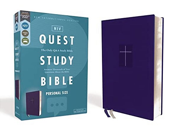 Niv, Quest Study Bible, Personal Size, Leathersoft, Blue, Comfort Print: The Only Q And A Study Bible-..