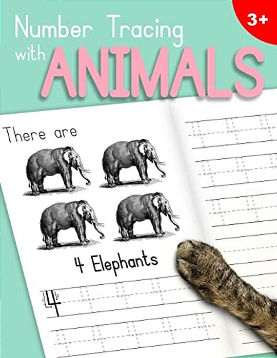Number Tracing With Animals: Learn The Numbers - Number And Counting Practice Workbook For Children In Preschool And Kindergarten - Mintpink Cover-..