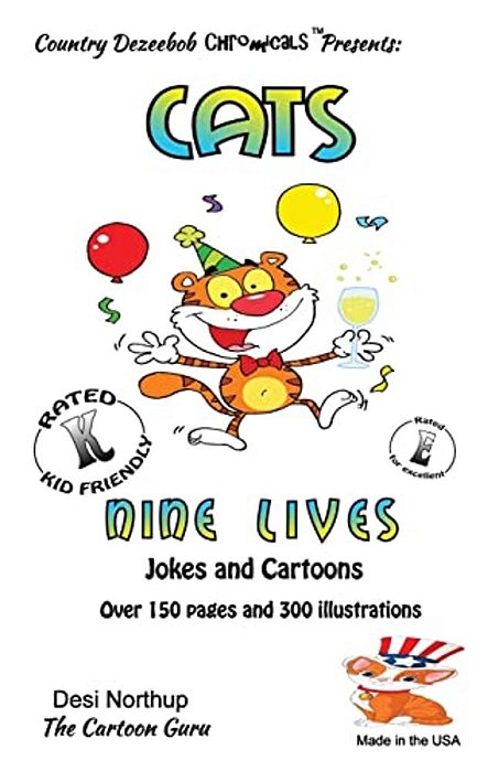 Cat -- Nine Lives -- Jokes And Cartoons: In Black + White-..