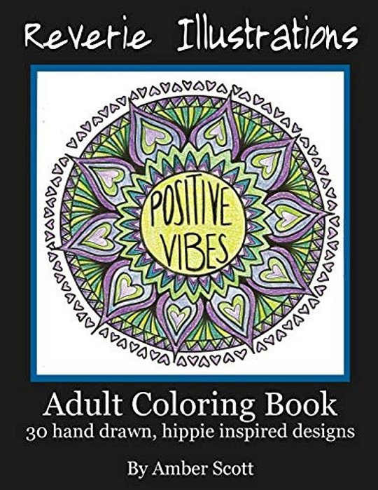 Adult Coloring Book: 30 Hand Drawn, Hippie Inspired Designs-..