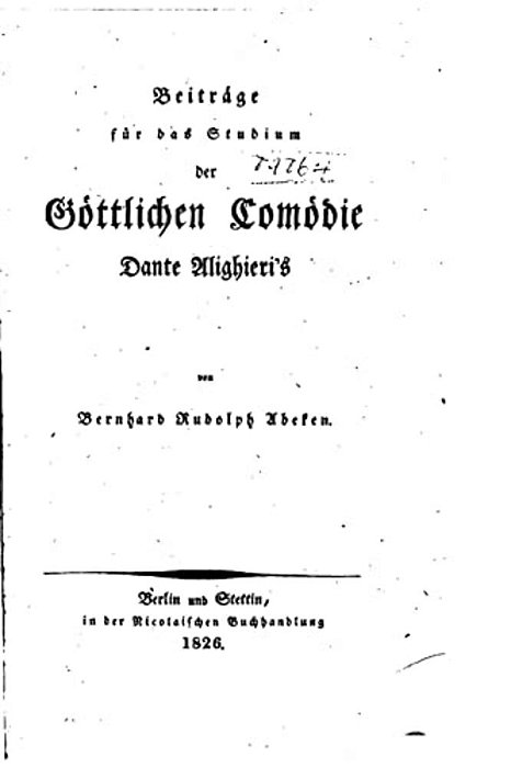 Beiträge Für Das Studium Der Göttlichen Comödie Dante Alighieri's-..