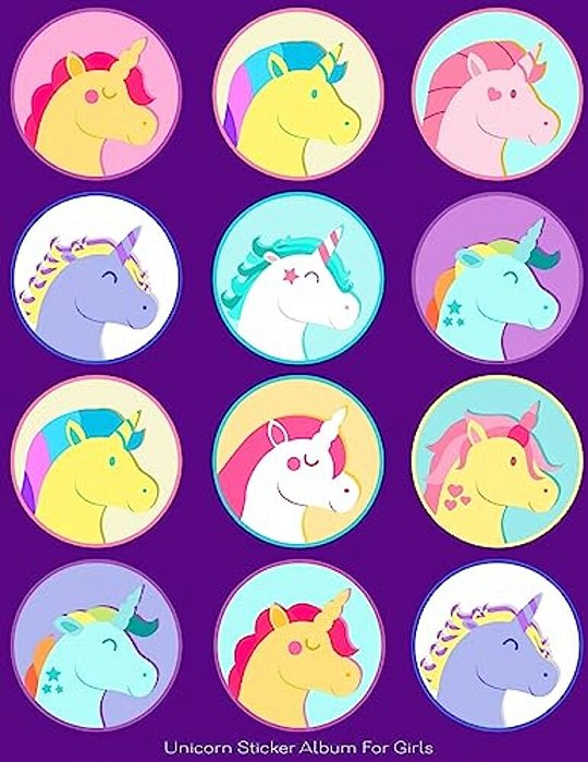 Unicorn Sticker Album For Girls: 100 Plus Pages For Permanent Sticker Collection, Activity Book For Girls, Purple - 8.5 By 11-..