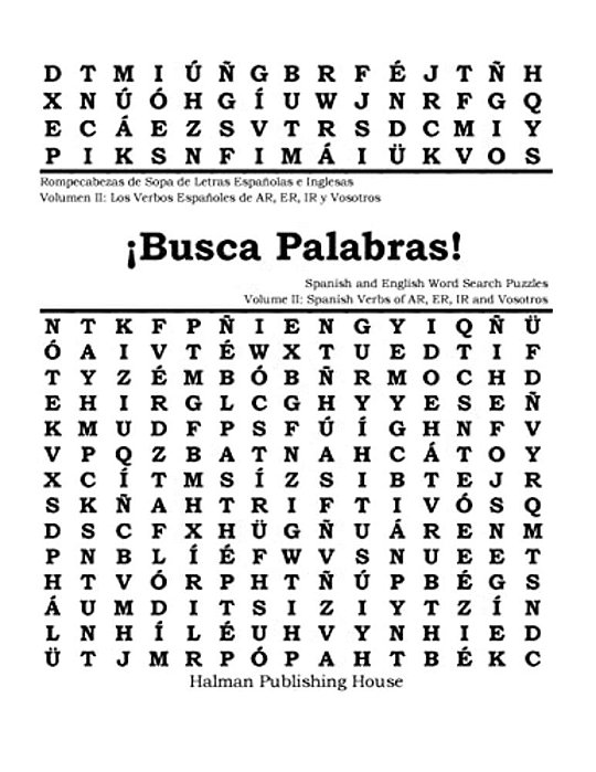 ¡Busca Palabras! Rompecabezas De Sopa De Letras Volumen II: Verbos Españoles De Ar, Er E Ir Y Vosotros: ¡Busca Palabras! Spanish And English Word Sear-..