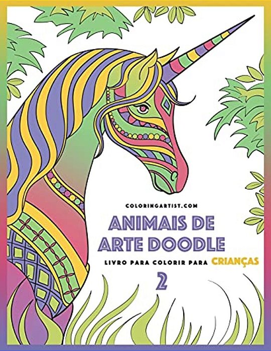 Livro Para Colorir De Animais De Arte Doodle Para Crianças 2-..