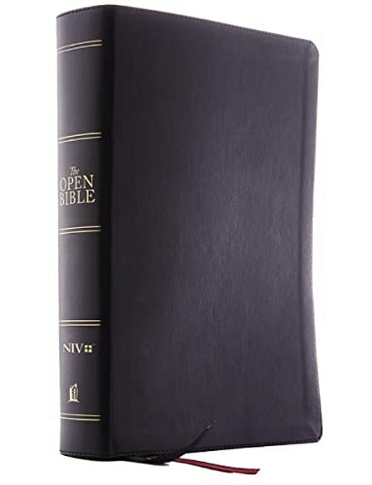 The Niv, Open Bible, Leathersoft, Black, Red Letter Edition, Comfort Print: Complete Reference System-..