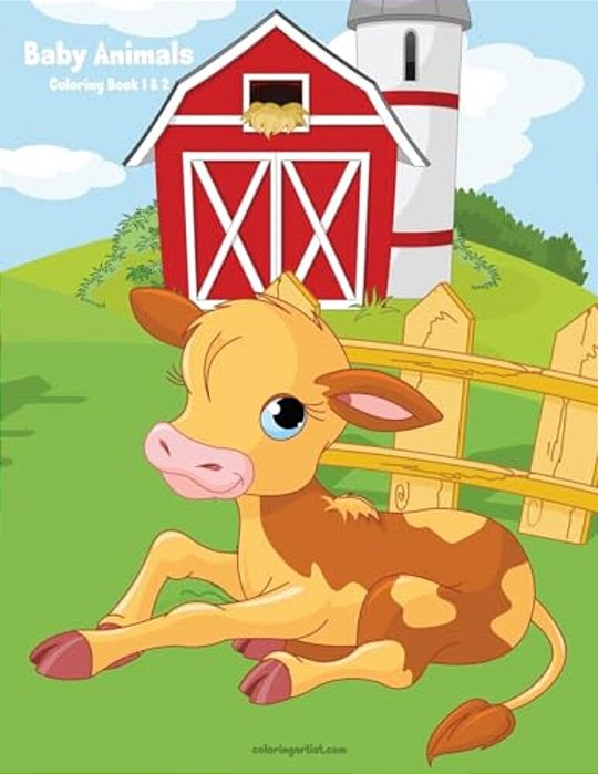 Baby Animals Coloring Book 1 & 2-..