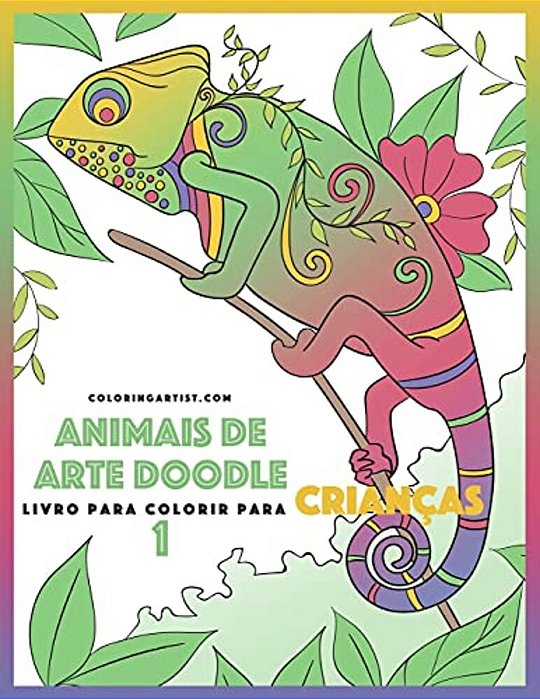 Livro Para Colorir De Animais De Arte Doodle Para Crianças 1-..