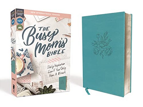 Niv, Busy Mom's Bible, Leathersoft, Teal, Red Letter Edition, Comfort Print: Daily Inspiration Even If You Only Have One Minute-..