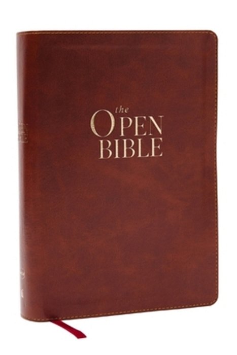 The Open Bible: Read And Discover The Bible For Yourself (Nkjv Brown Leathersoft, Red Letter, Comfort Print)-..