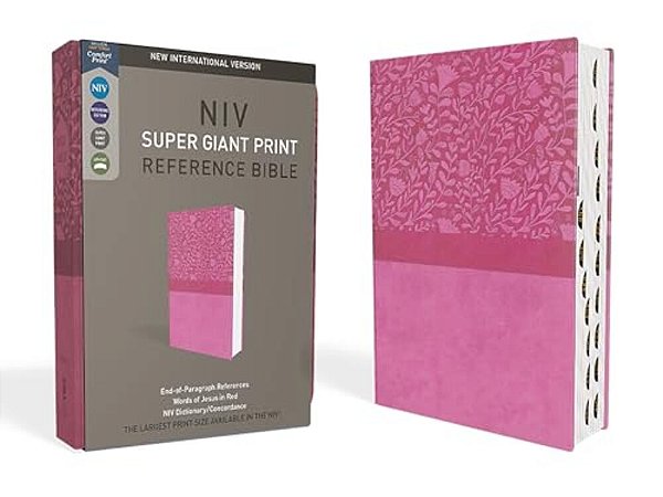 Niv, Super Giant Print Reference Bible (Font Size: 16.5-Point), Leathersoft, Pink, Red Letter, Thumb Indexed, Comfort Print-..